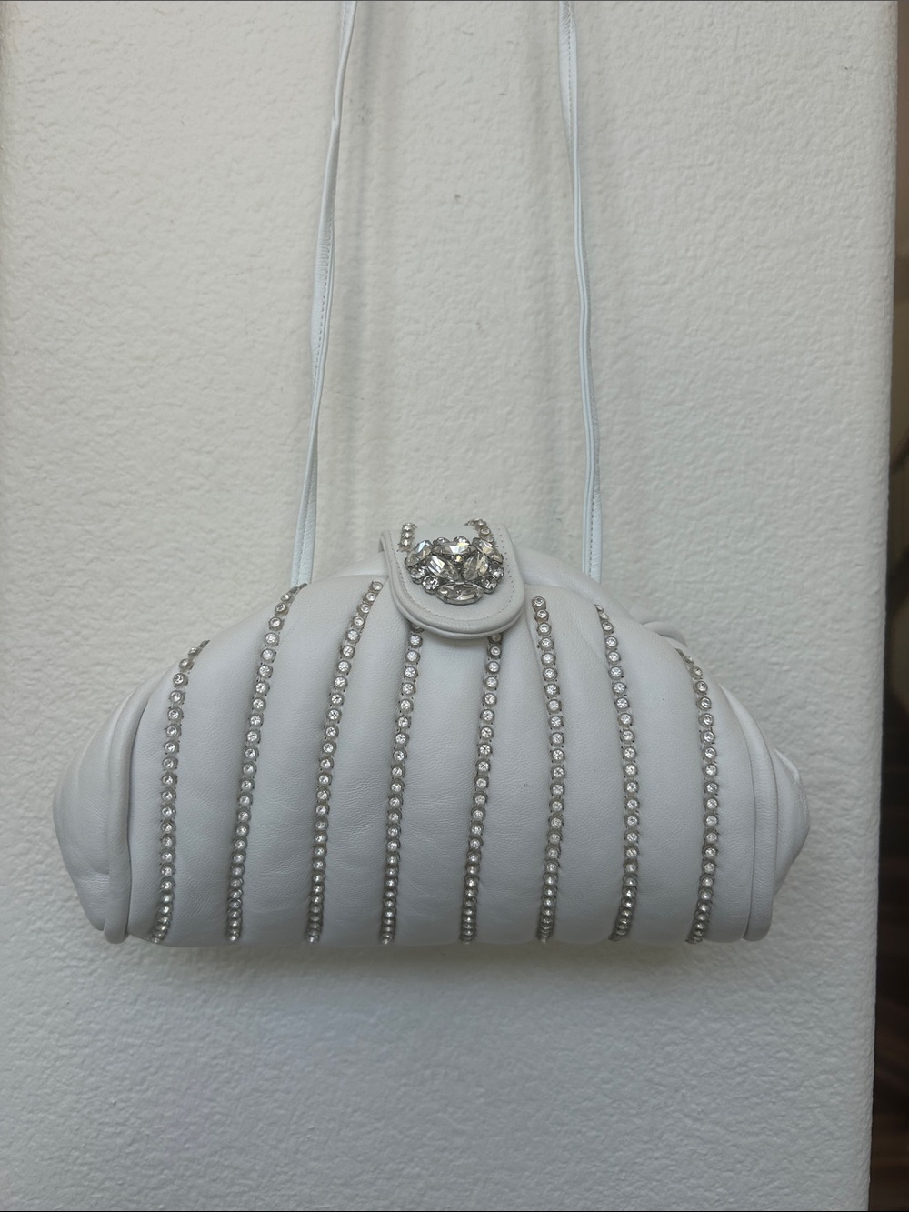 Maresse Handbags - White Crystal-Striped Shoulder Bag